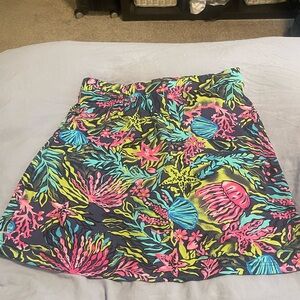 Pink and Blue skirt with bike shorts